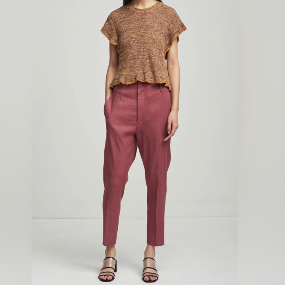 Isabel Marant Etoile Oah City Trouser Tapered High Rise Linen Trouser Pant 36